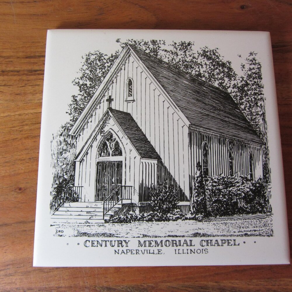screen craft ceramic tile trivet cork back century memorial chapel (W3848)
